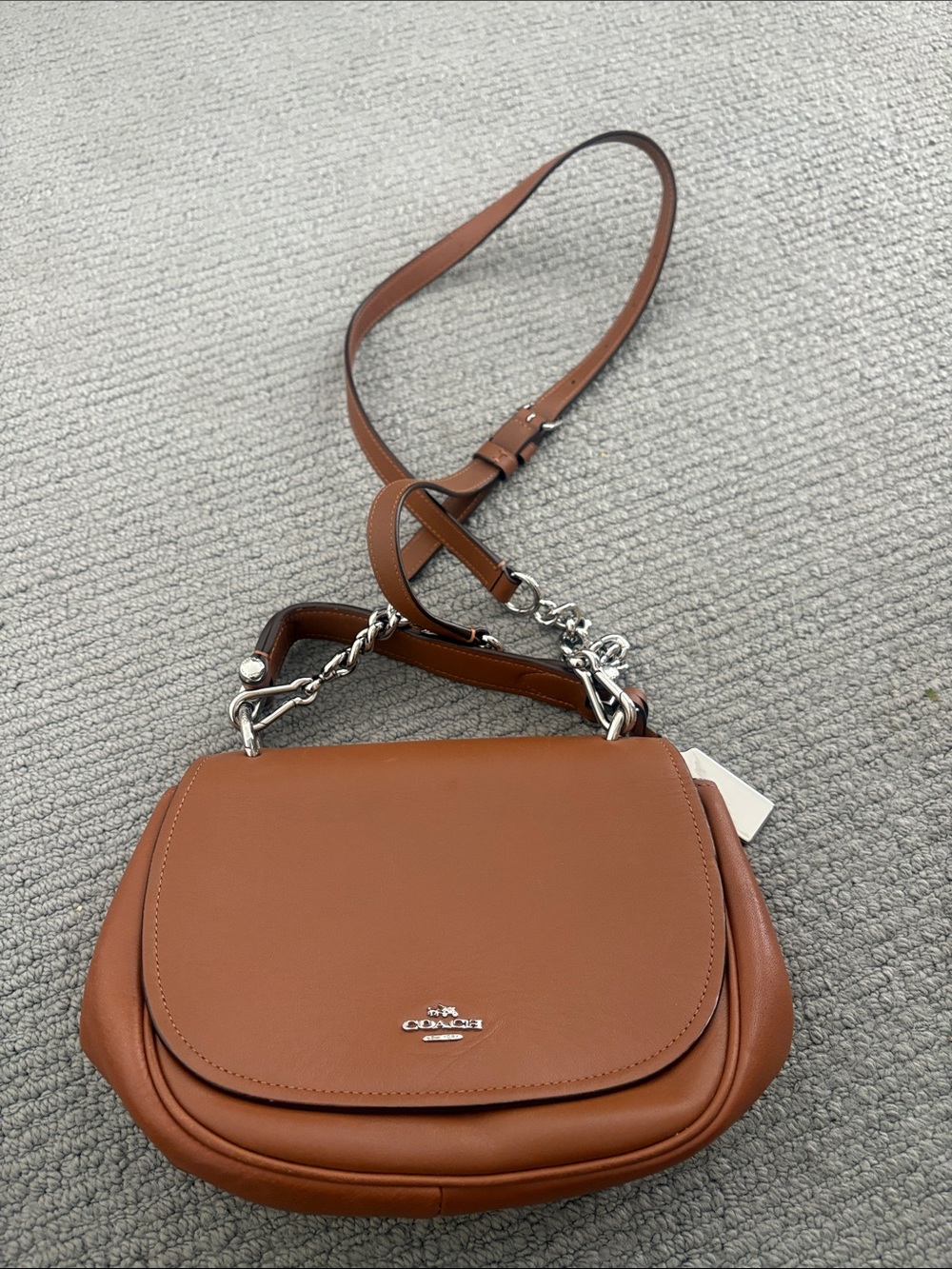 Coach Saddle Crossbody Bag in Chestnut Brown with Silver Hardware